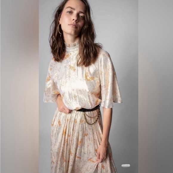 Zadig & Voltaire Roze Floral Lamé Dress - Picture 2 of 11